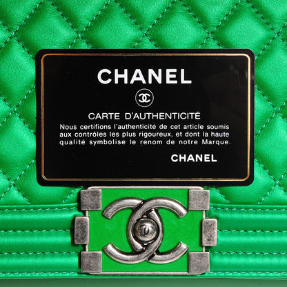 Chanel Metallic Calfskin Quilted Medium Boy Flap Green 11 of 11