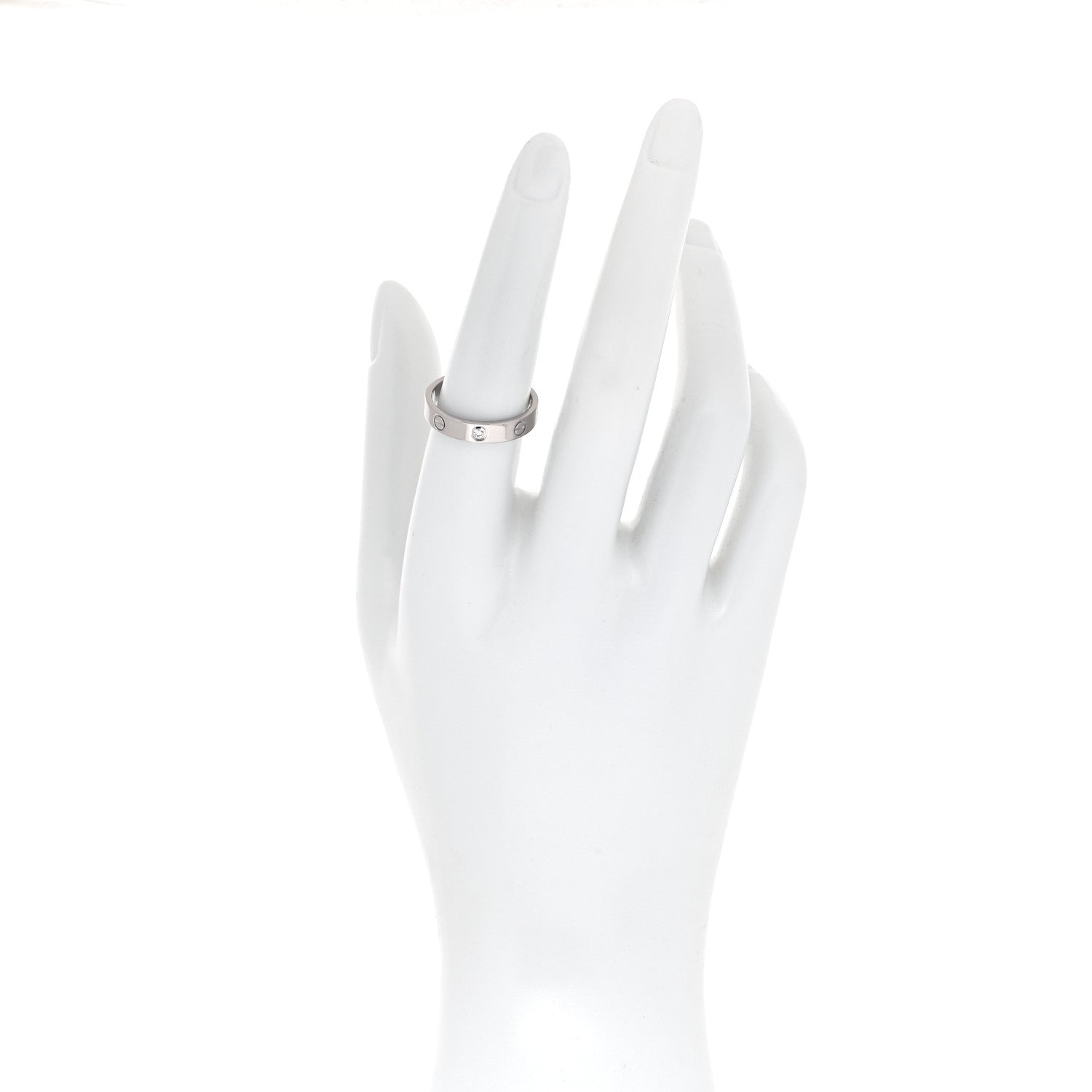 Cartier 18K White Gold Diamond 4mm LOVE Wedding Band Ring 55 7.25 2 of 4