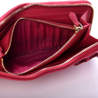 Prada Saffiano Zip Around Bow Wallet Ibisco 6 of 8