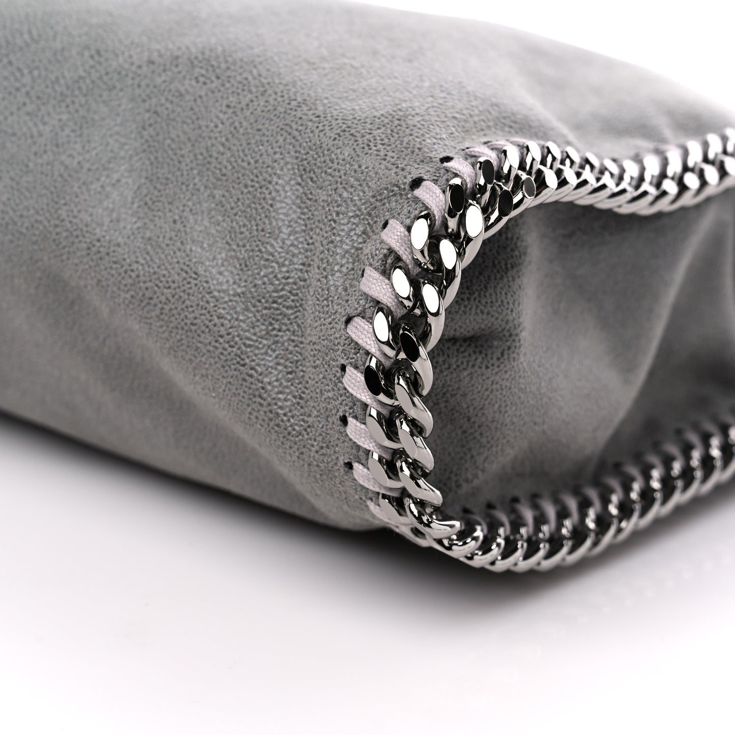 STELLA MCCARTNEY Shaggy Deer Mini Falabella Fold Over Tote Light Grey