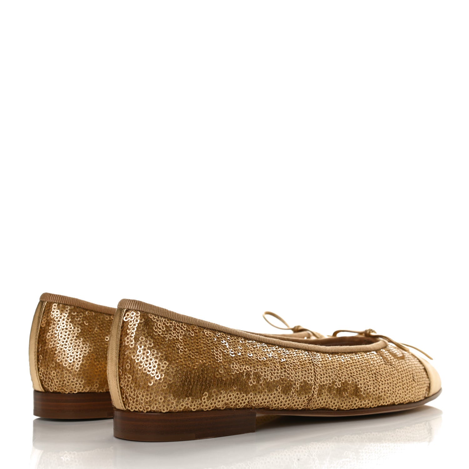 Chanel Lambskin Sequin Cap Toe Ballerina Flats 38.5 Gold 4 of 12