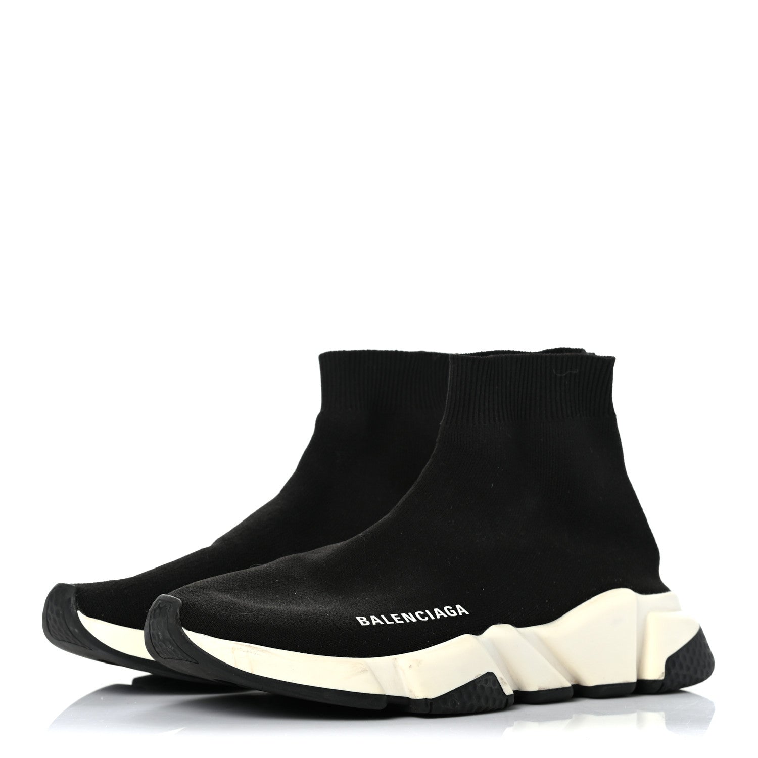 Balenciaga Neoprene Knit Womens Speed Sneakers 38 Black White 2 of 6