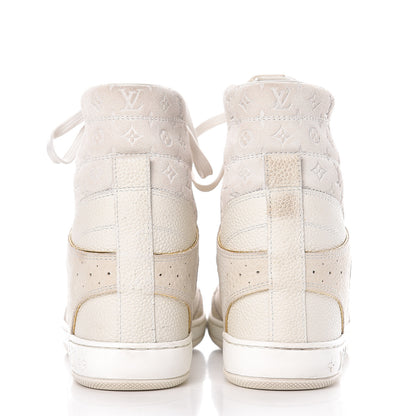 Louis Vuitton Calfskin Suede Monogram Cliff Top Wedge Sneakers 38 Ivory 5 of 14