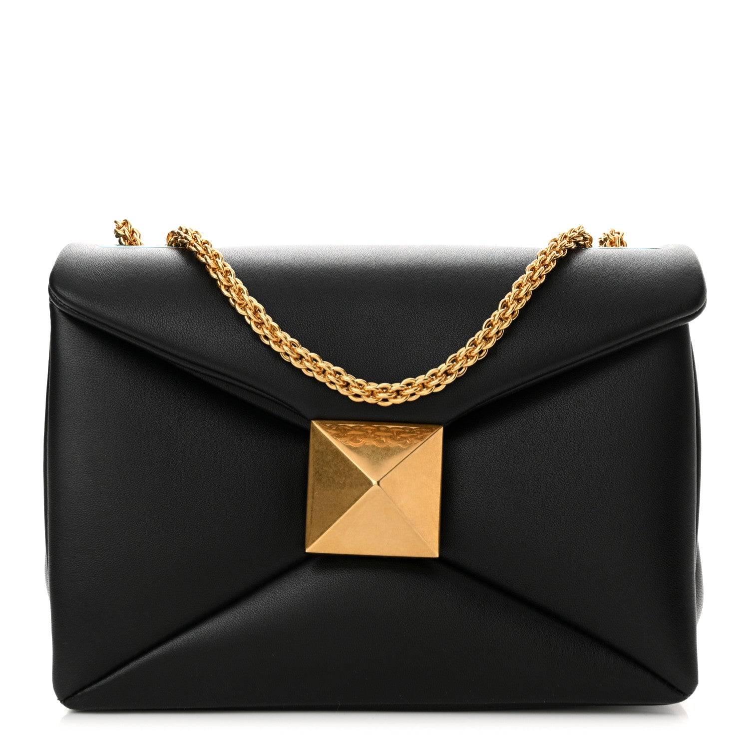 Valentino Garavani Nappa One Stud Chain Clutch Black 1 of 12