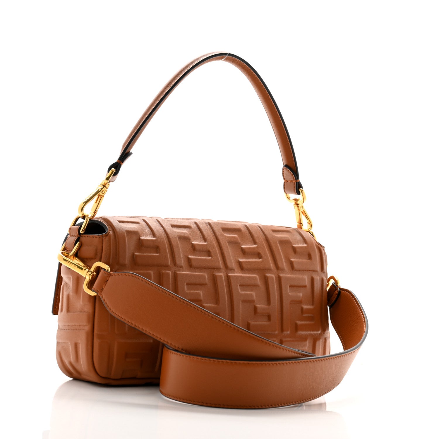 Fendi Nappa FF 1974 Embossed Baguette Brandy 3 of 9