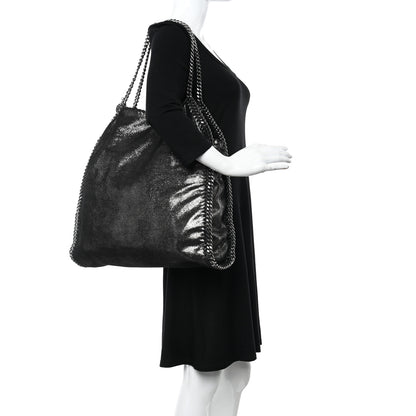 Stella McCartney Metallic Shaggy Deer Big Falabella Tote Black 2 of 12