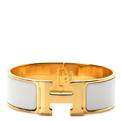 Hermes Enamel Wide Clic Clac H Bracelet GM White 1 of 4