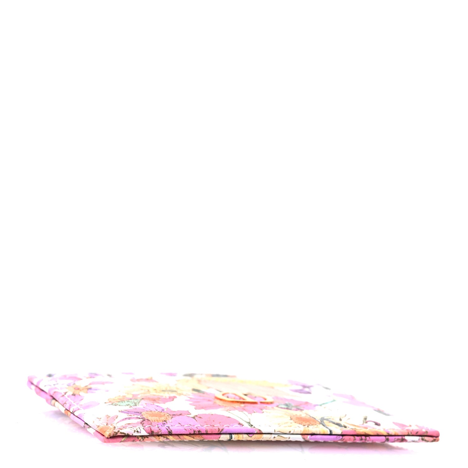 Christian Dior Calfskin Caro Freesia Five-Slot Card Holder White Multicolor 4 of 7