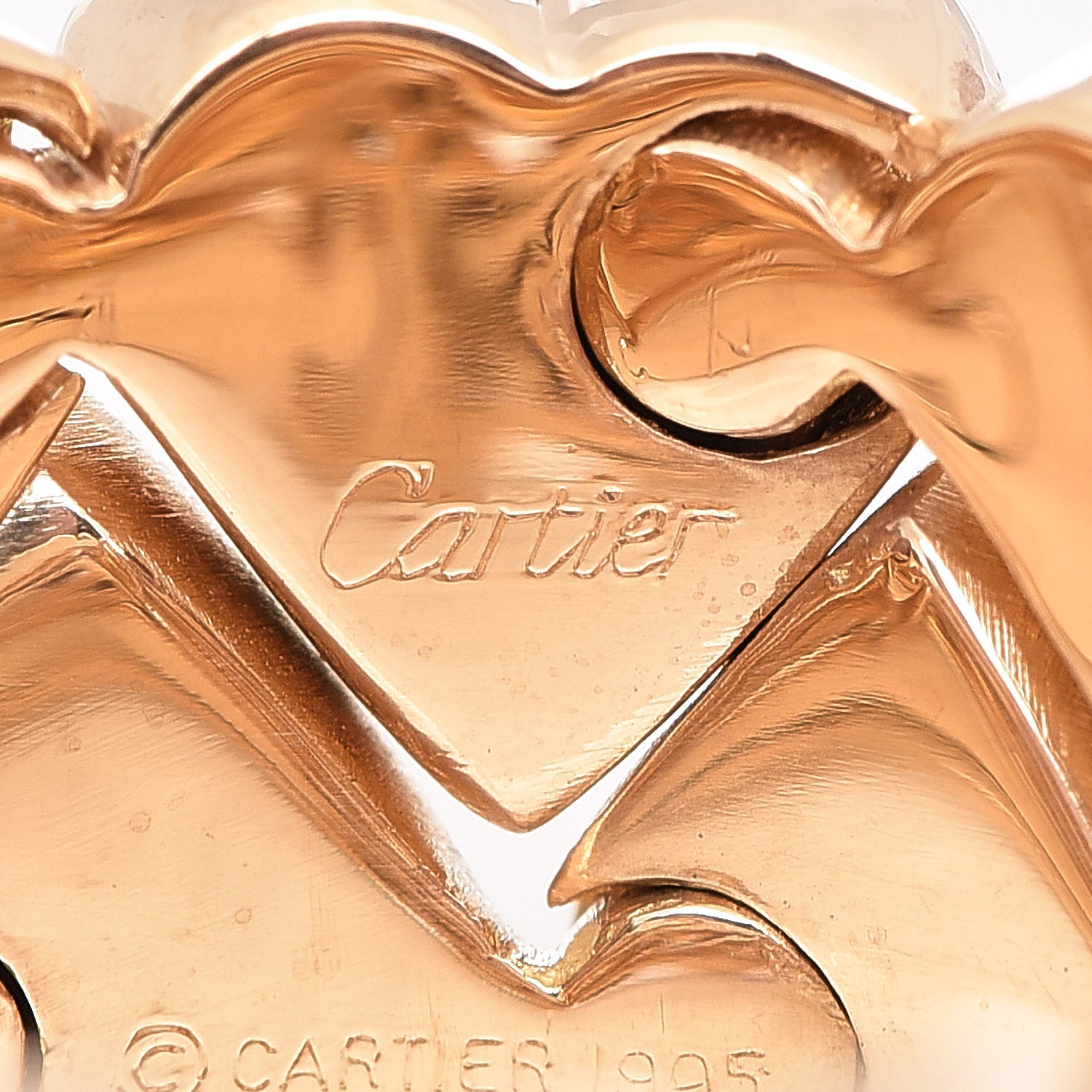Cartier 18K Yellow Gold Diamond Double Heart Ring 55 7.25 4 of 7