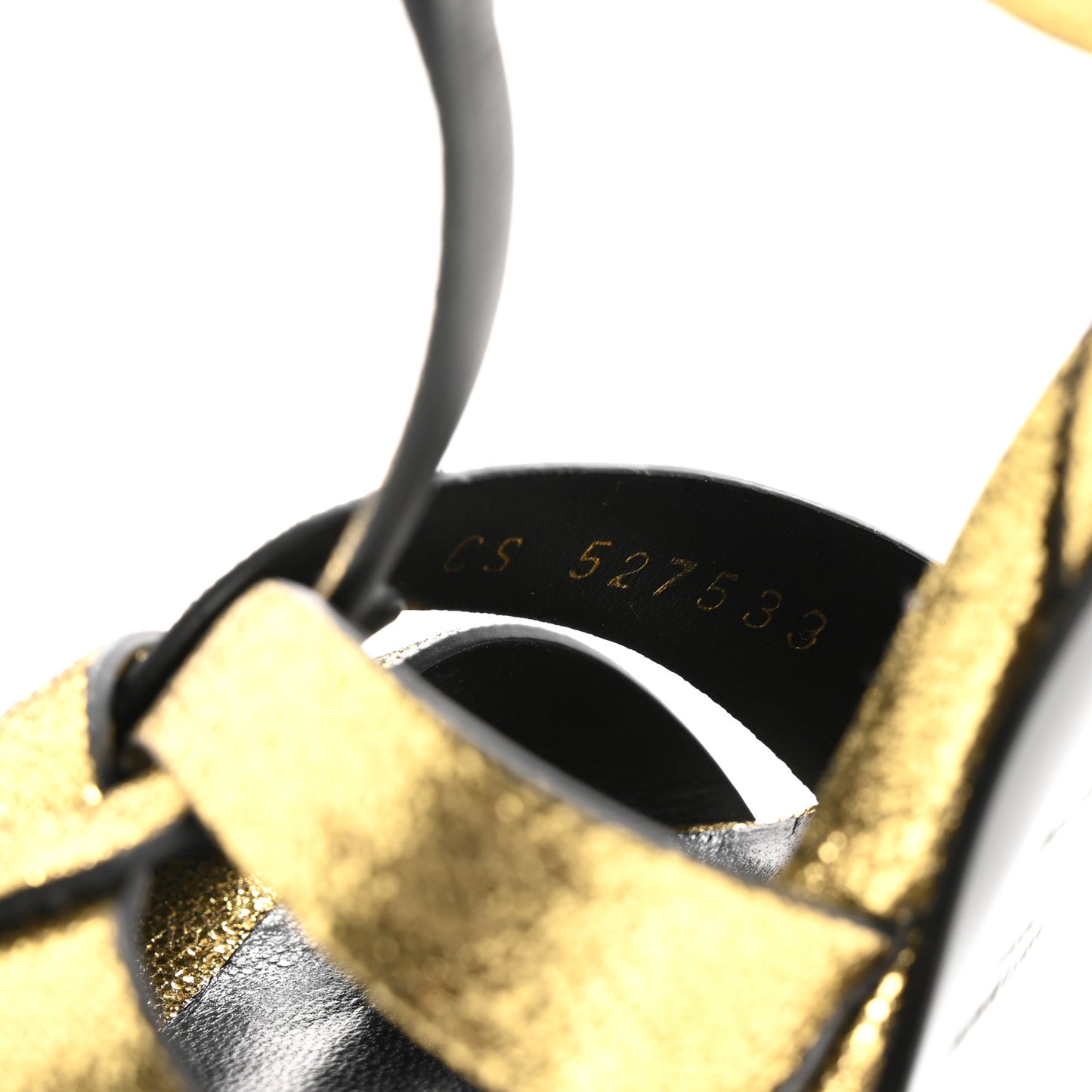 Metallic Crackled Calfskin Tribute 105 Platform Sandals 36 Black Gold