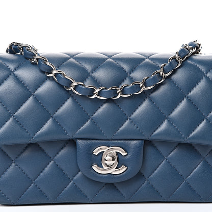 Chanel Lambskin Quilted Mini Rectangular Flap Dark Blue 7 of 12