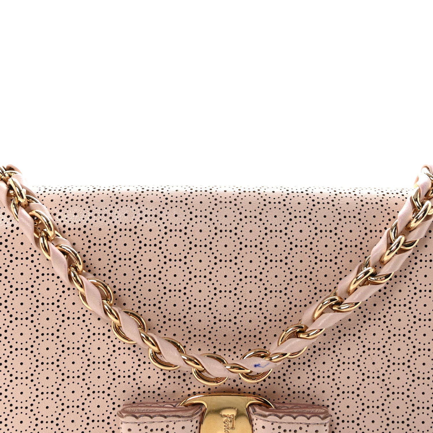 Salvatore Ferragamo Perforated Calfskin Ginny Bow Crossbody Bag Light Pink 7 of 9