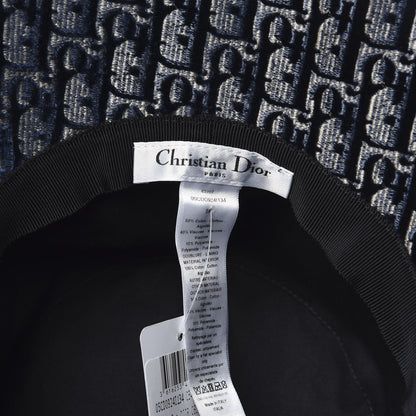 Christian Dior Velvet Oblique Large Brim Bucket Hat 59 Bleu Marine 4 of 5