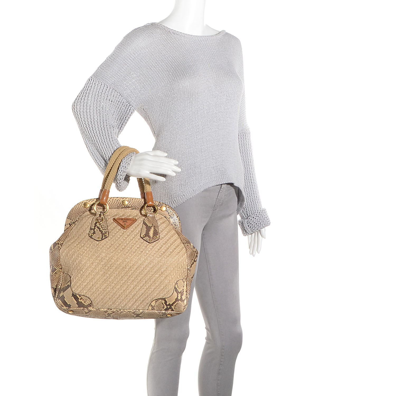 Prada Jute Python Large Frame Bag 2 of 9