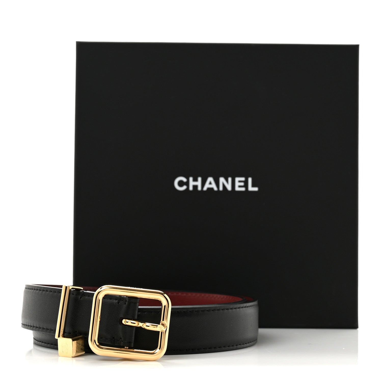 Chanel Calfskin Belt 75 30 Black Burgundy 6 of 6