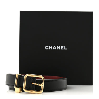 Chanel Calfskin Belt 75 30 Black Burgundy 6 of 6