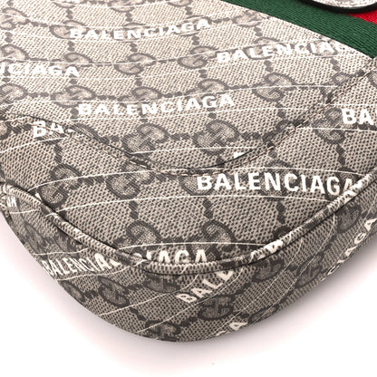 Gucci X BALENCIAGA GG Supreme Monogram Striped Logo Print Web Small Jackie 1961 Hobo Beige Ebony Mystic White 9 of 11