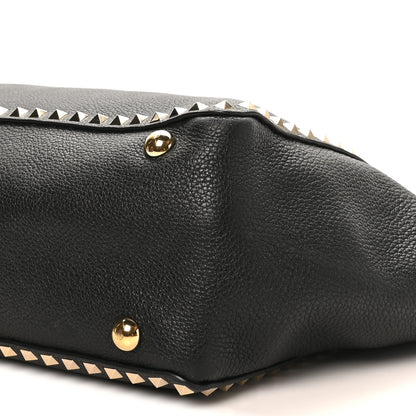 Valentino Garavani Pebbled Calfskin Medium Rockstud Tote Black 9 of 9