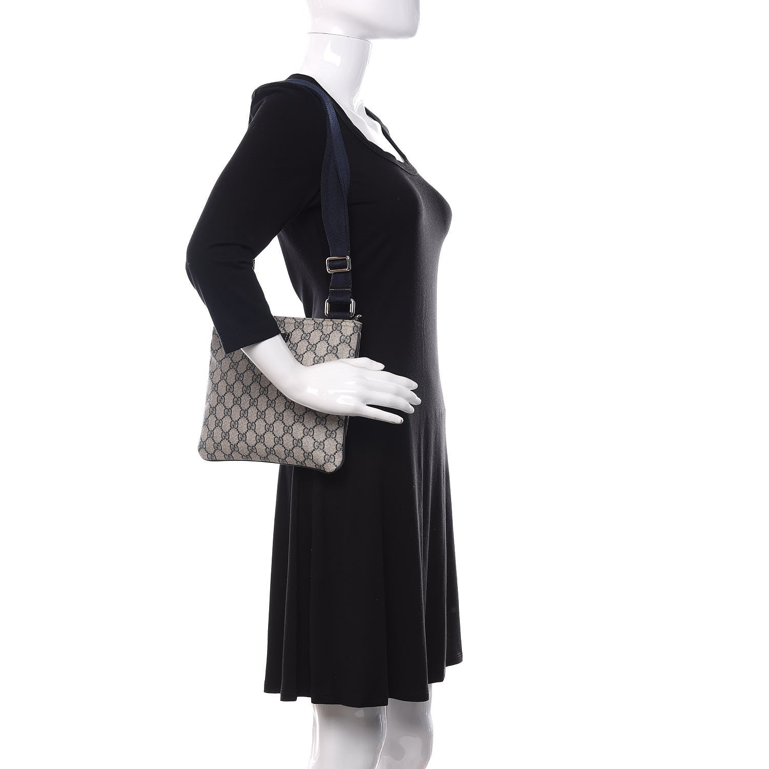 Gucci GG Supreme Monogram Small Flat Messenger Bag Navy 2 of 10