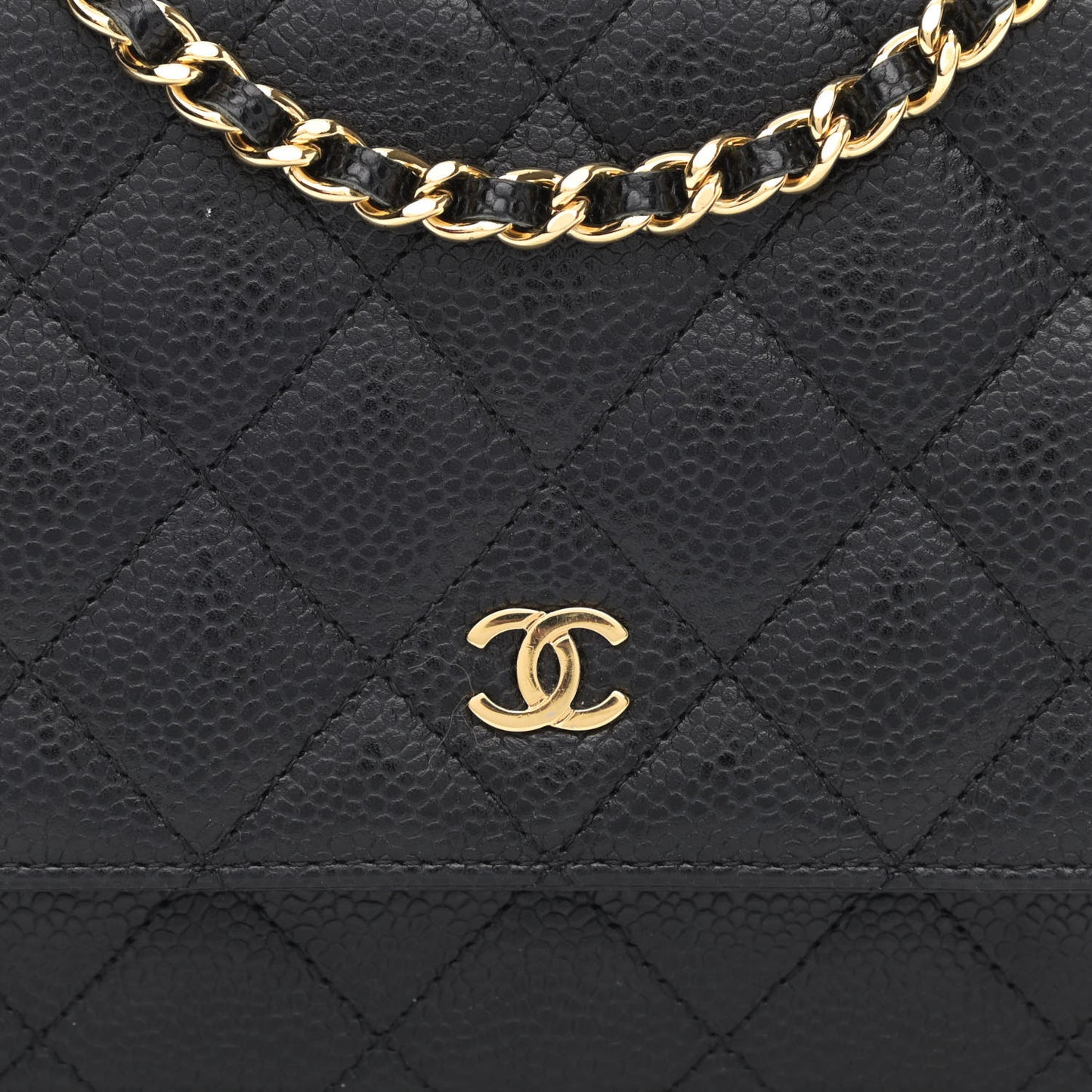 Caviar Quilted Wallet On Chain WOC Black