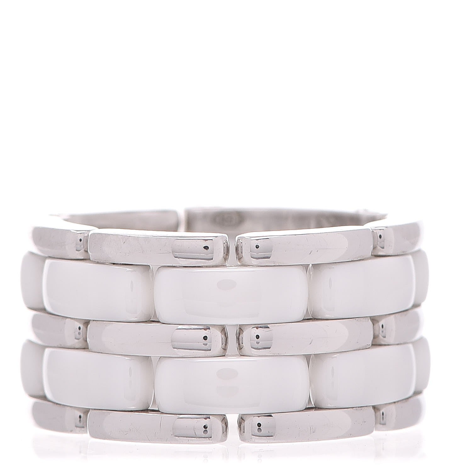 Chanel 18K White Gold Ceramic Large Ultra Ring 53 6.25 White 1 of 4