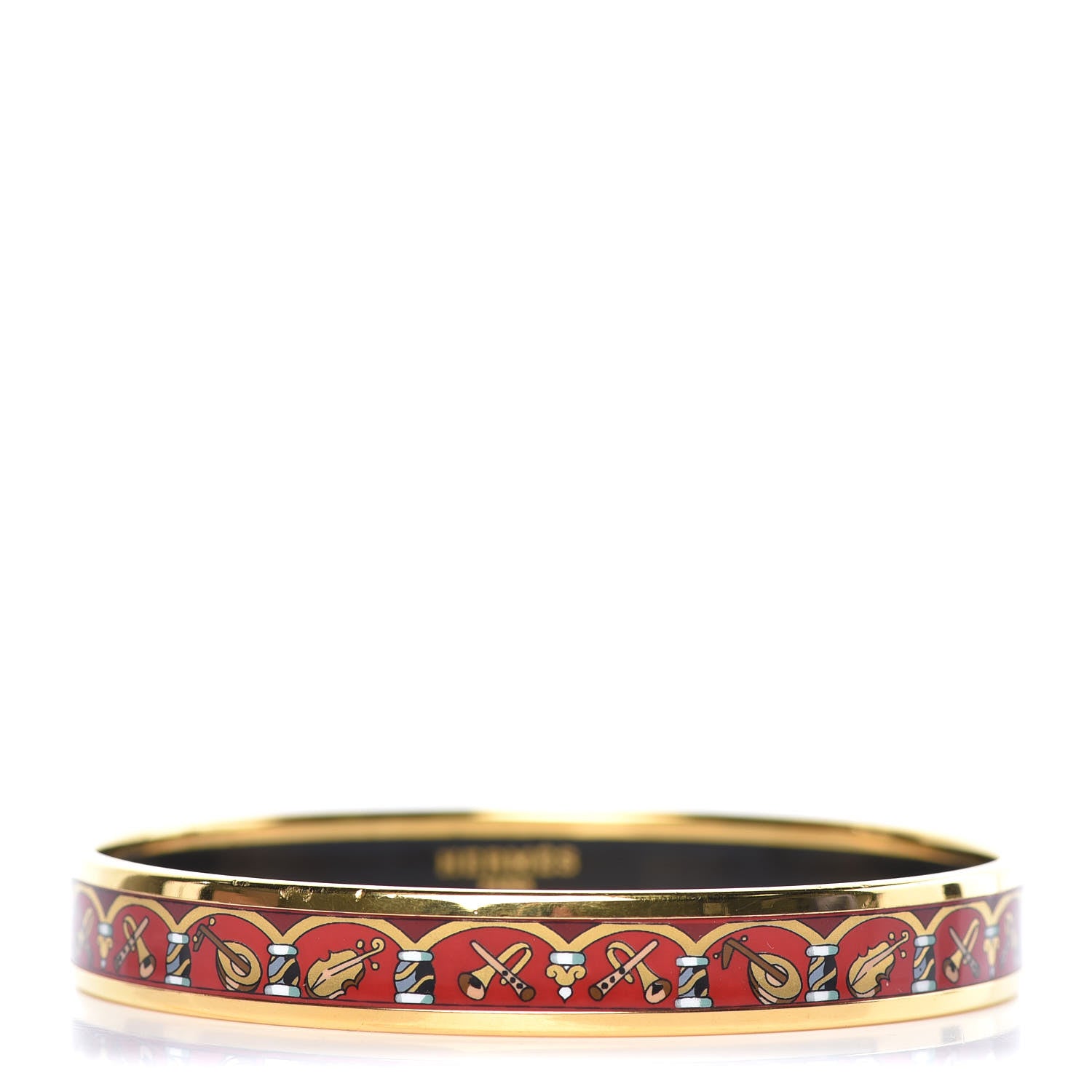 Hermes Enamel Printed Narrow Musical Instruments Bracelet 70 1 of 5