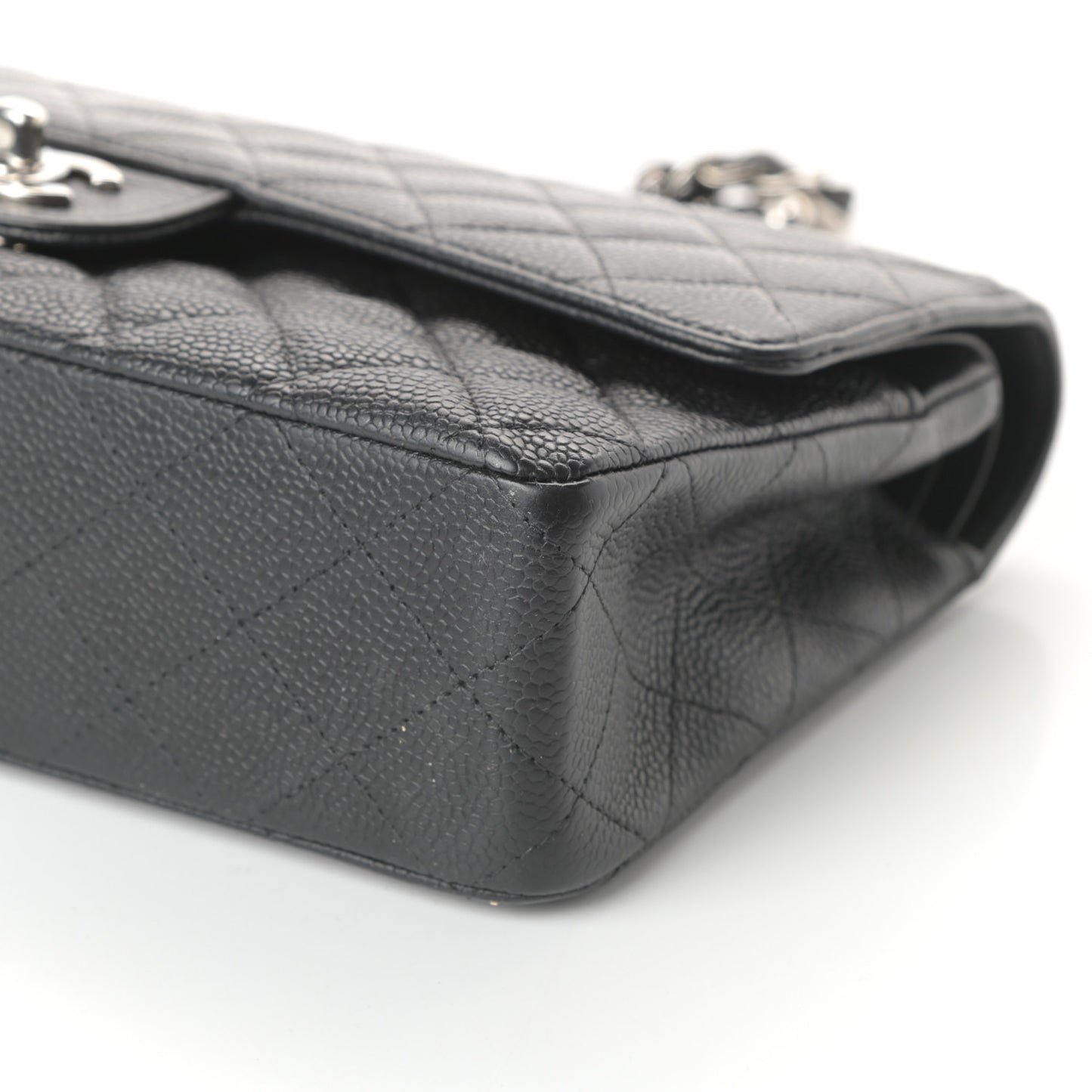 Caviar Quilted Medium Double Flap Black