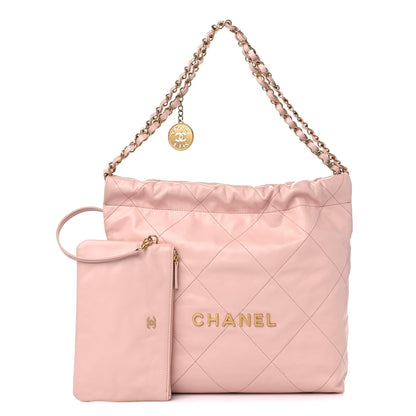 Chanel Shiny Calfskin Quilted Small Chanel 22 Light Pink 1 of 12