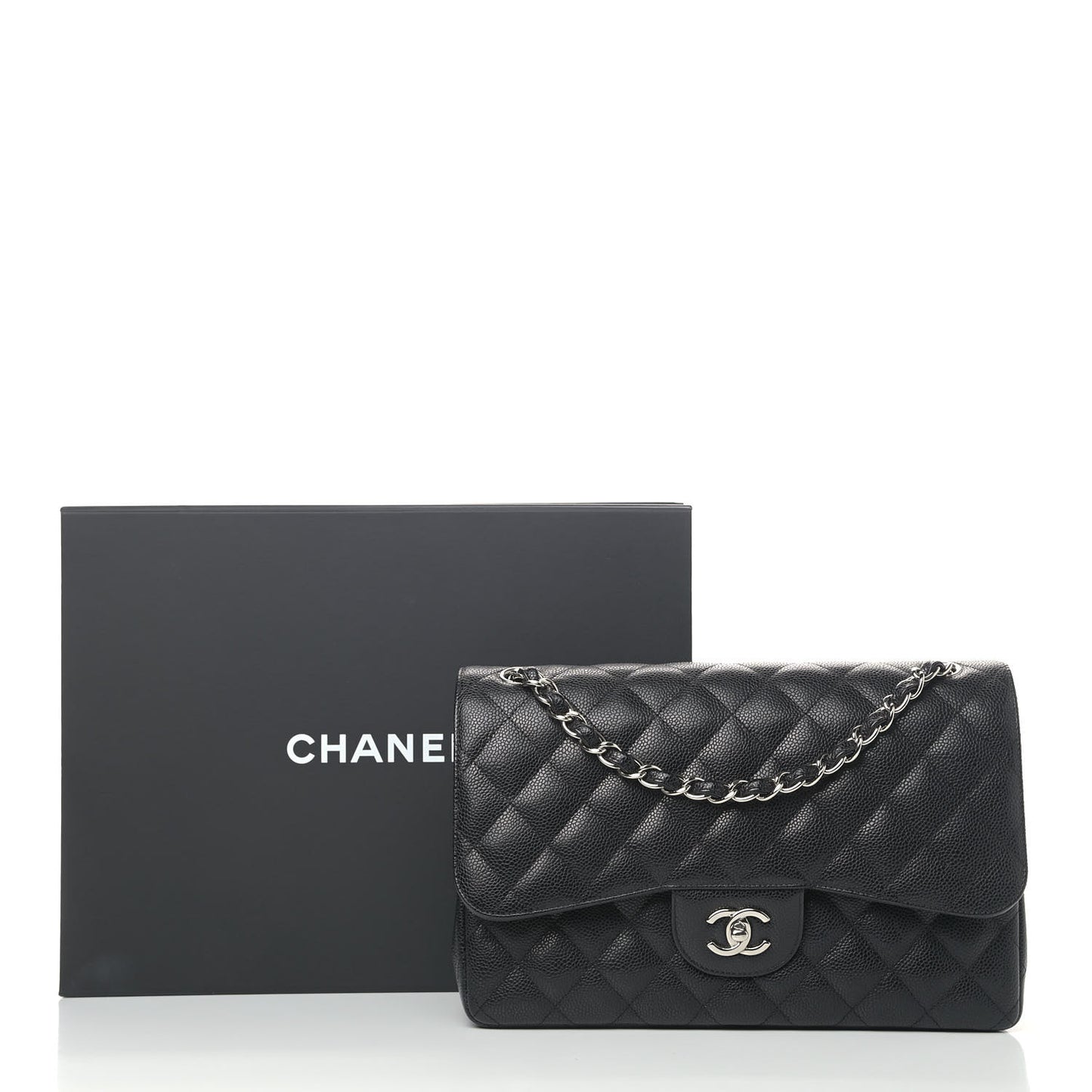 Caviar Quilted Jumbo Double Flap Black