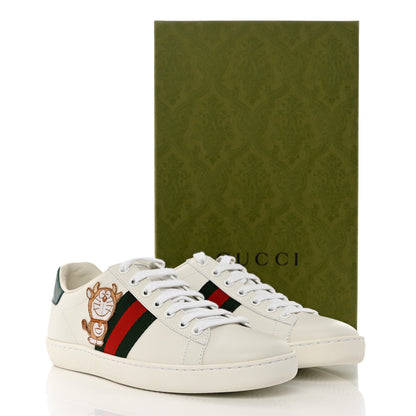 Gucci X DORAEMON Calfskin Fujiko Embroidered Womens Ace Sneakers 37 White Green 9 of 9