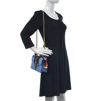 Gucci Calfskin Mini Sylvie Chain Shoulder Bag Clear Sky Blue 2 of 12