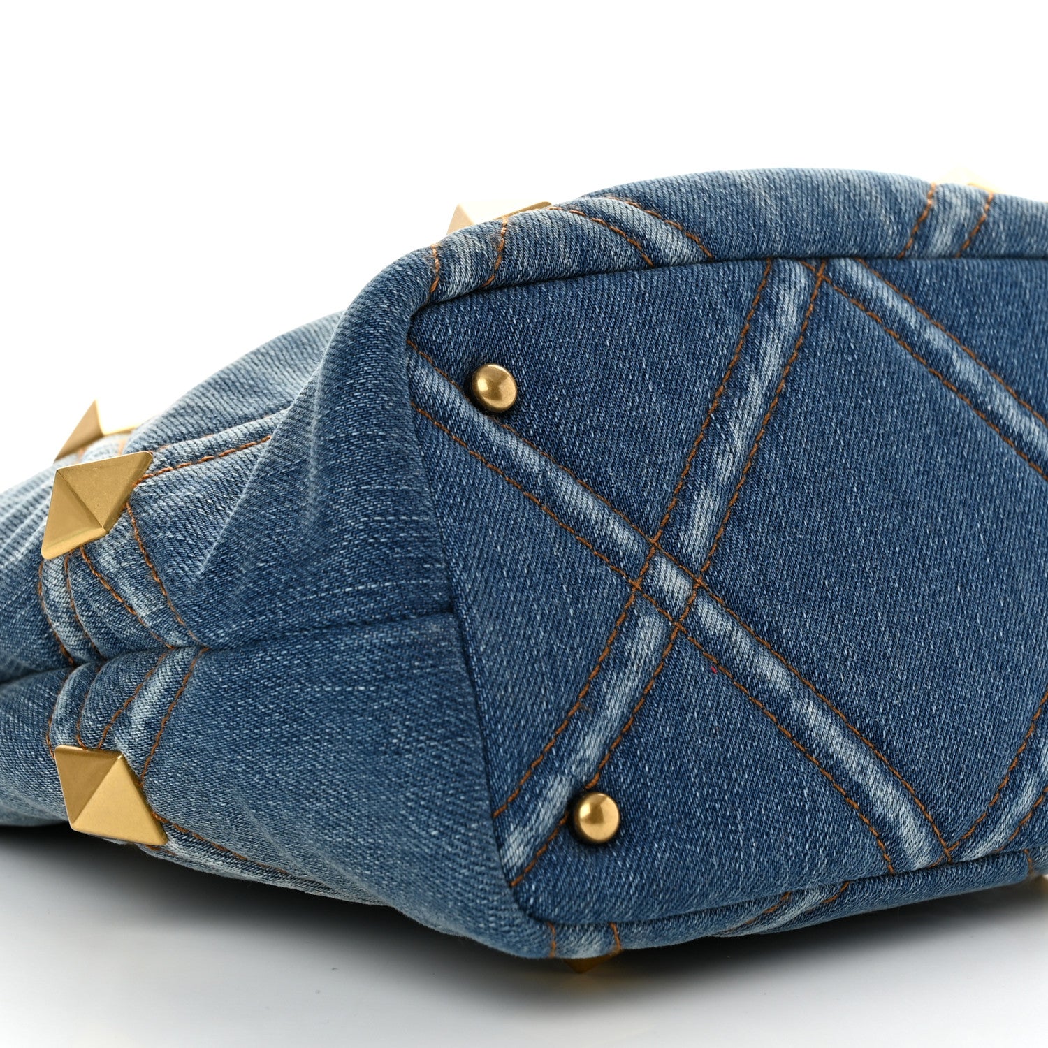 Valentino Garavani Denim Small Roman Stud The Handle Bag Light Denim Selleria 8 of 10