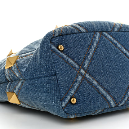 Valentino Garavani Denim Small Roman Stud The Handle Bag Light Denim Selleria 8 of 10