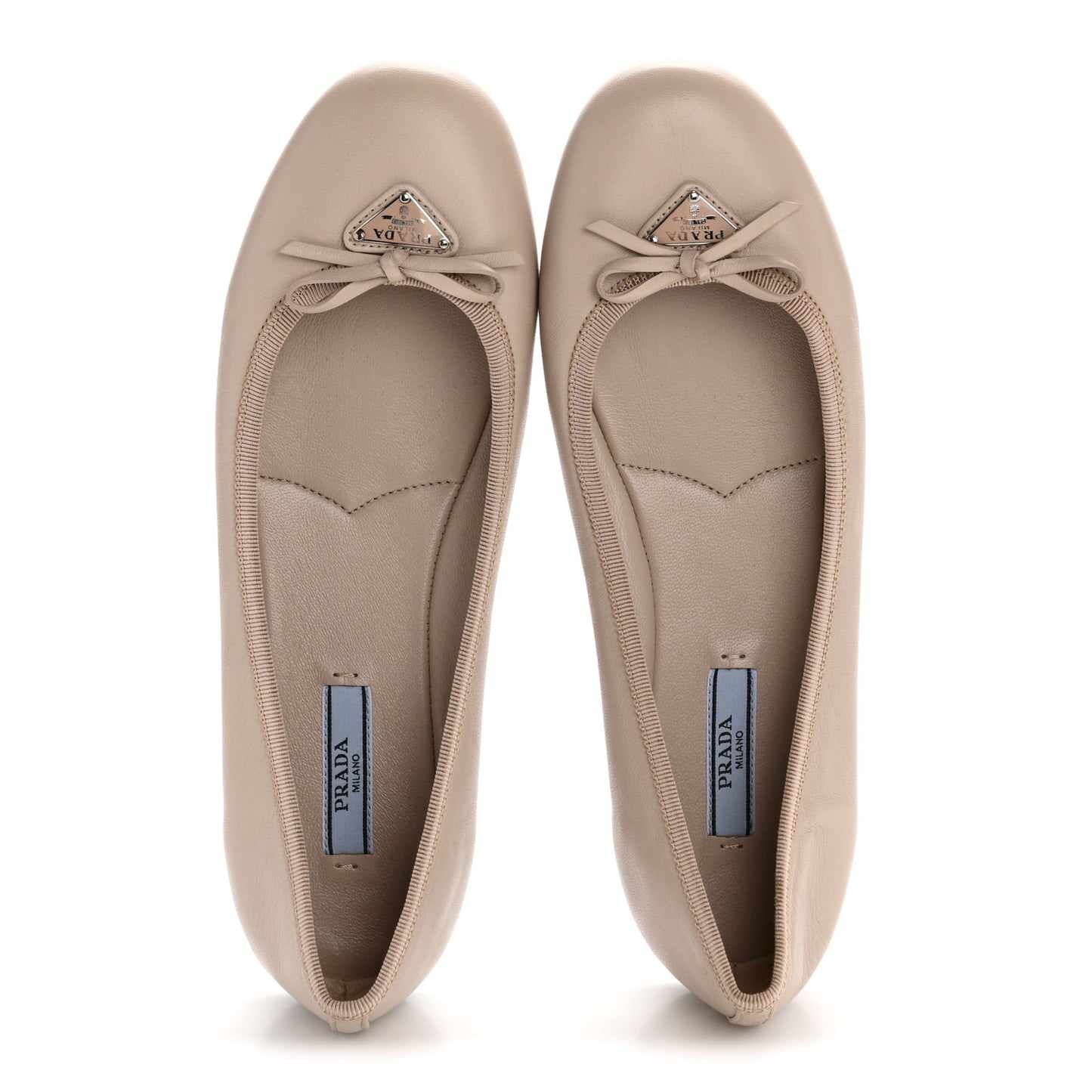 Lambskin Bow Ballerina Flats 37 Nude