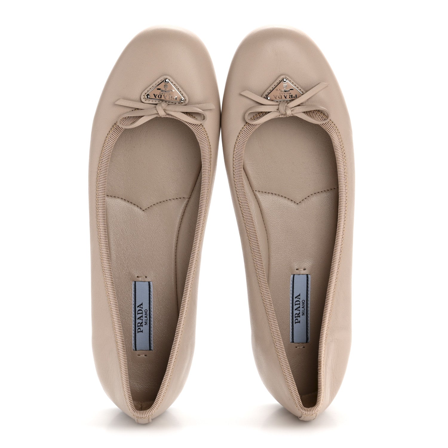 Prada Lambskin Bow Ballerina Flats 37 Nude 2 of 9