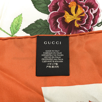 Gucci Silk Twill Flora Fluo Square Scarf Ivory Orange 4 of 4