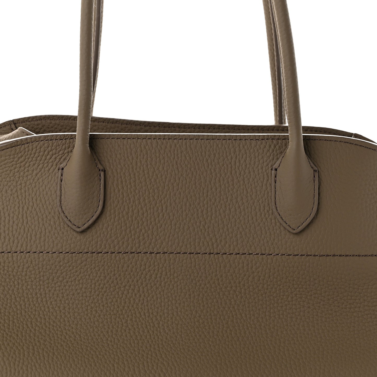 Matte Grained Calfskin Margaux Shoulder 12  Dark Taupe