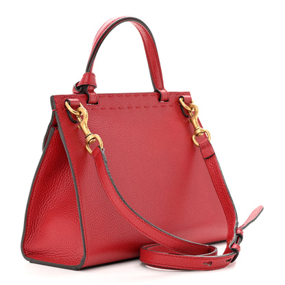 Gucci Calfskin Mini GG Marmont Top Handle Bag Vulcanic Red 3 of 17
