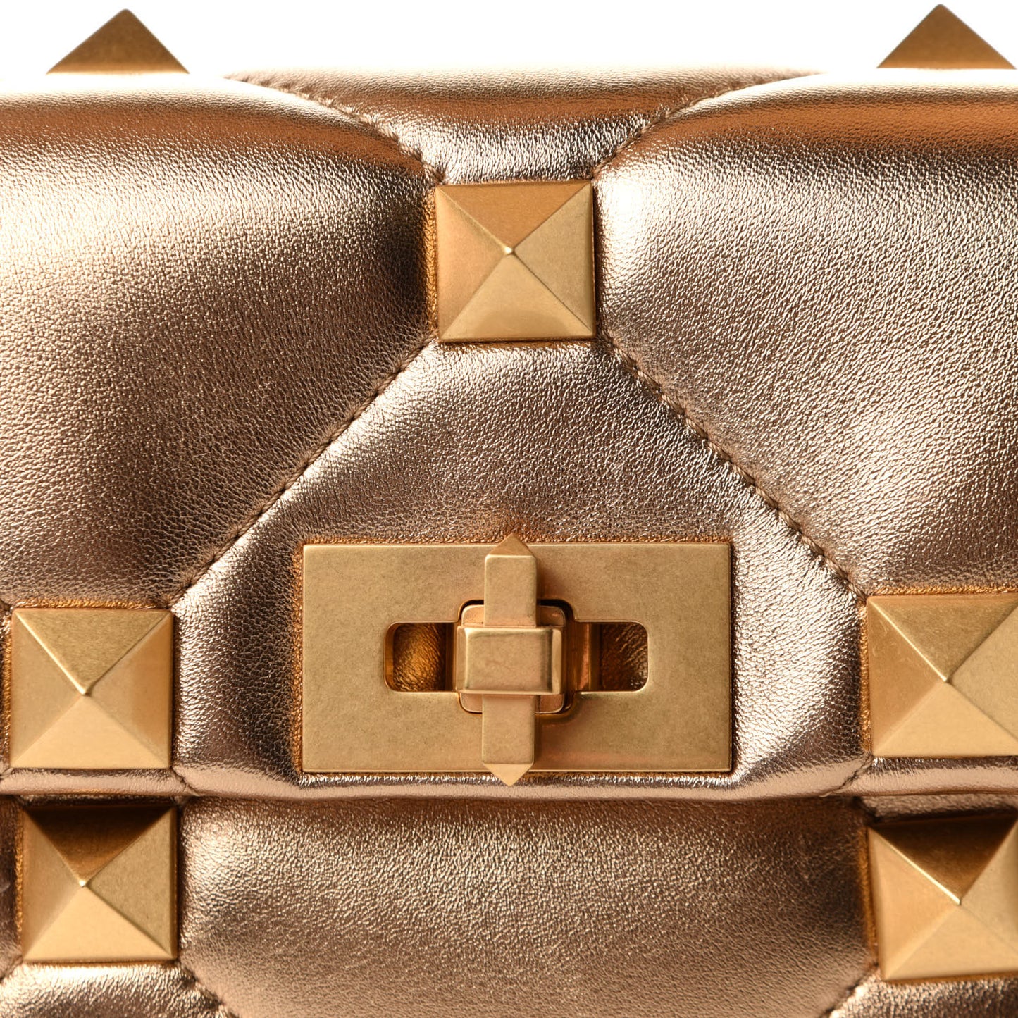 Nappa Medium Roman Stud Shoulder Bag Antique Brass