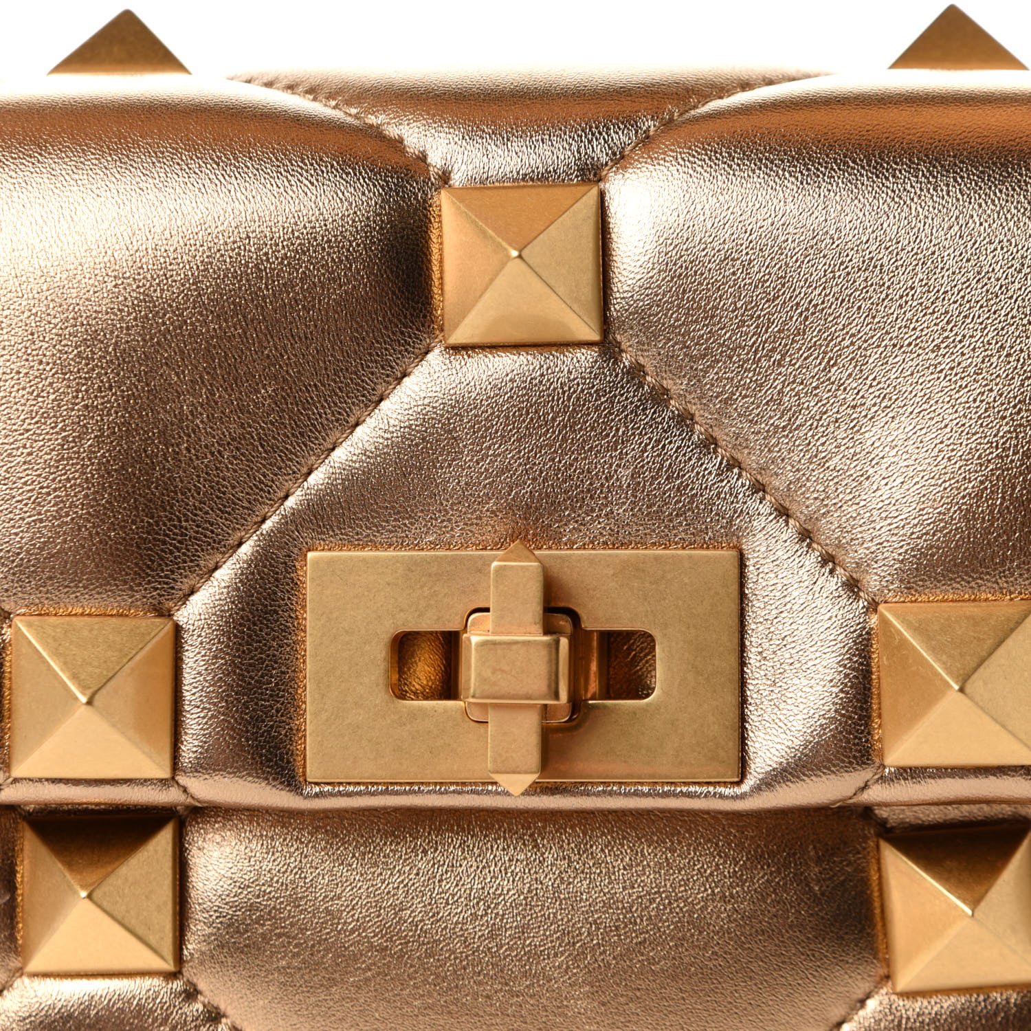Valentino Garavani Nappa Medium Roman Stud Shoulder Bag Antique Brass 6 of 8