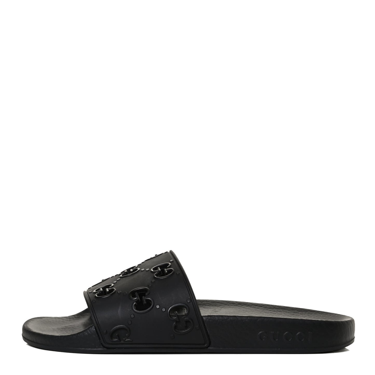 Rubber GG Monogram Perforated Womens Slide Sandals 38 Black