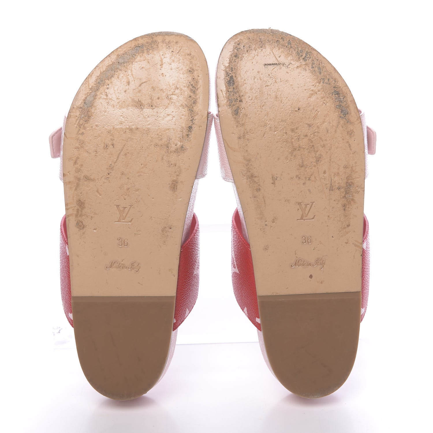 Louis Vuitton Monogram Giant Bom Dia Flat Mule Sandals 36 Rouge Rose 5 of 13