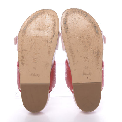 Louis Vuitton Monogram Giant Bom Dia Flat Mule Sandals 36 Rouge Rose 5 of 13