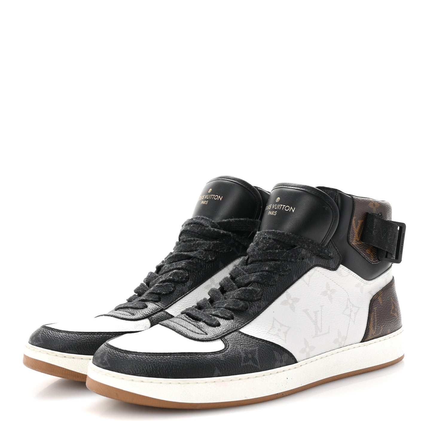 Calfskin Monogram Mens Rivoli High Top Sneakers 9.5 Black