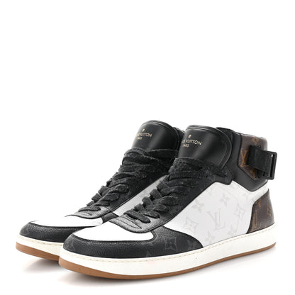 Louis Vuitton Calfskin Monogram Mens Rivoli High Top Sneakers 9.5 Black 4 of 9