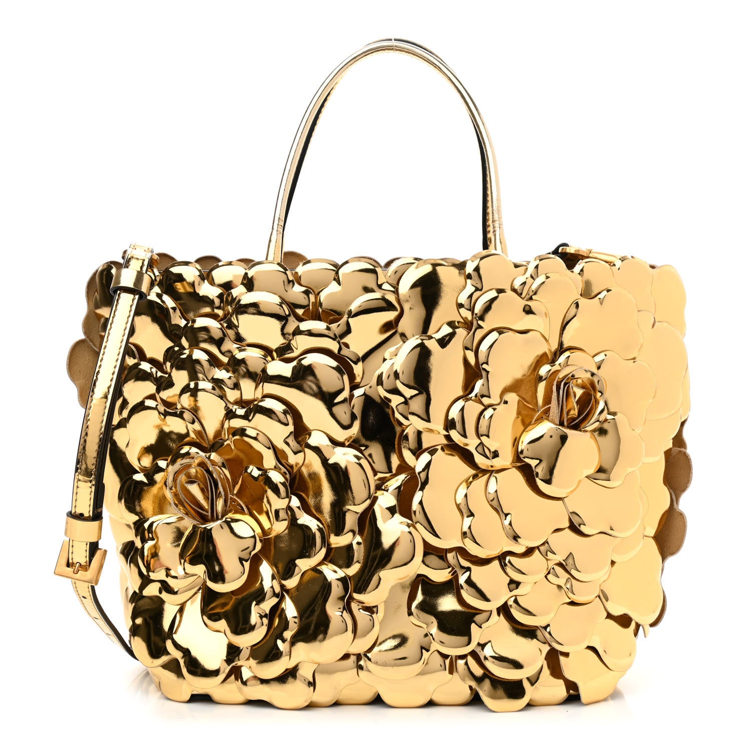 Valentino Garavani Metallic Nappa Atelier 03 Rose Edition Tote Antique Brass 1 of 9