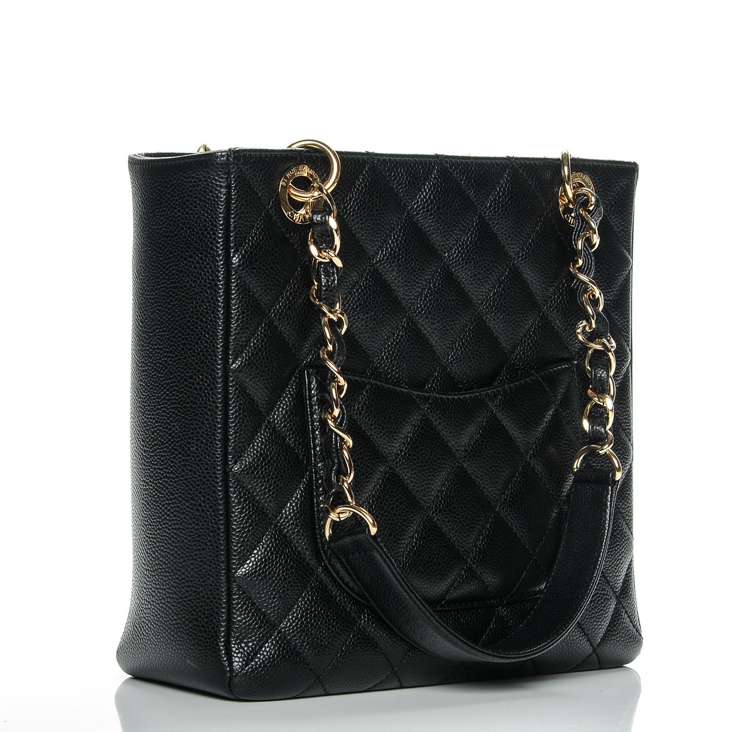 Caviar Quilted Petit Shopping Tote PST Black