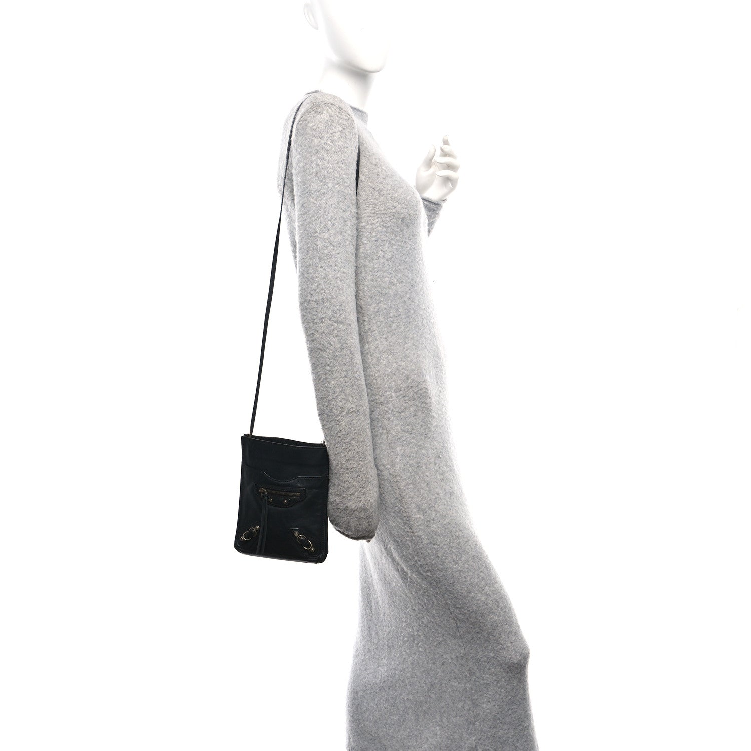 Balenciaga Metallic Calfskin Milkyway Papier Crossbody Bag Black 2 of 10