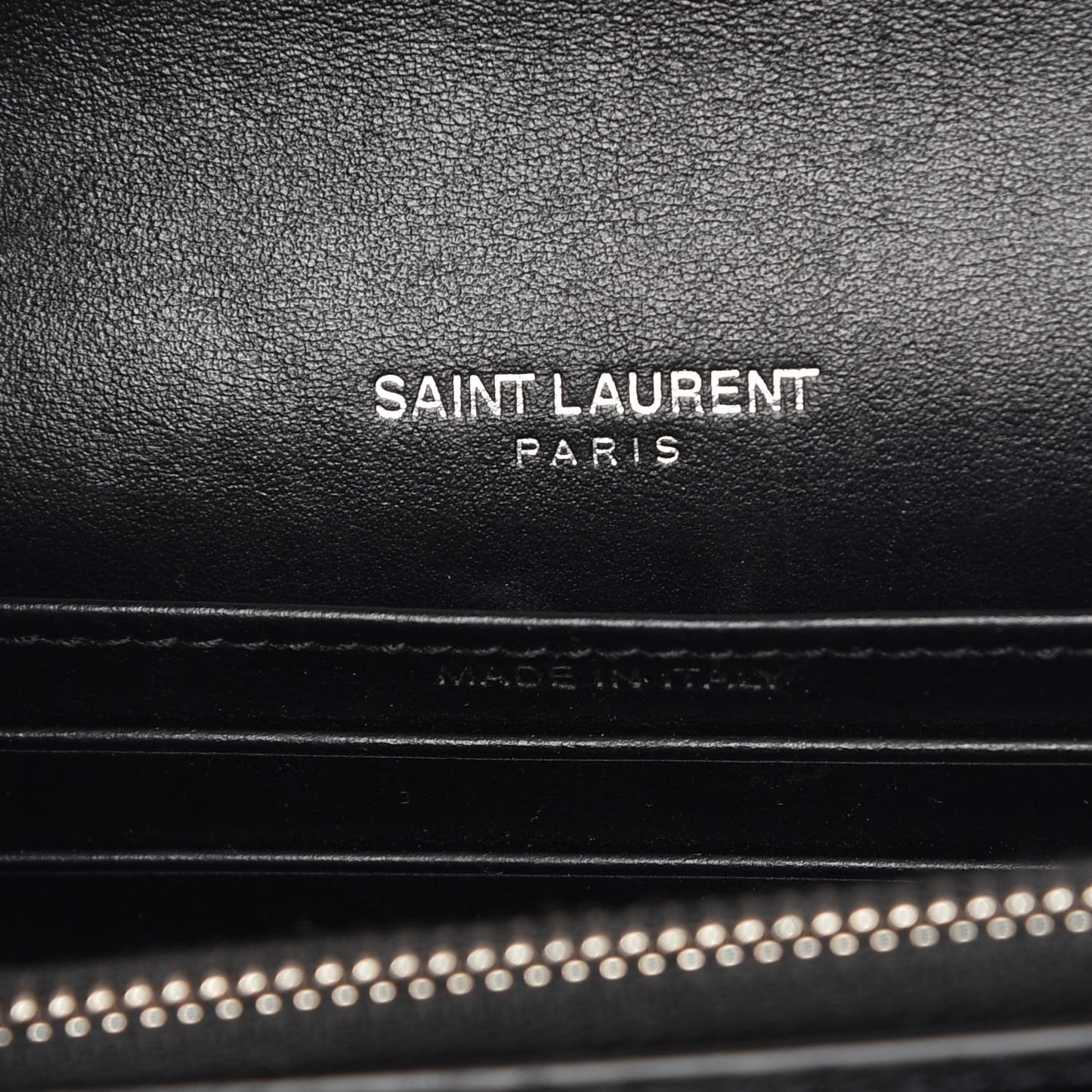 Calfskin Crocodile Embossed Monogram Sunset Chain Wallet Black