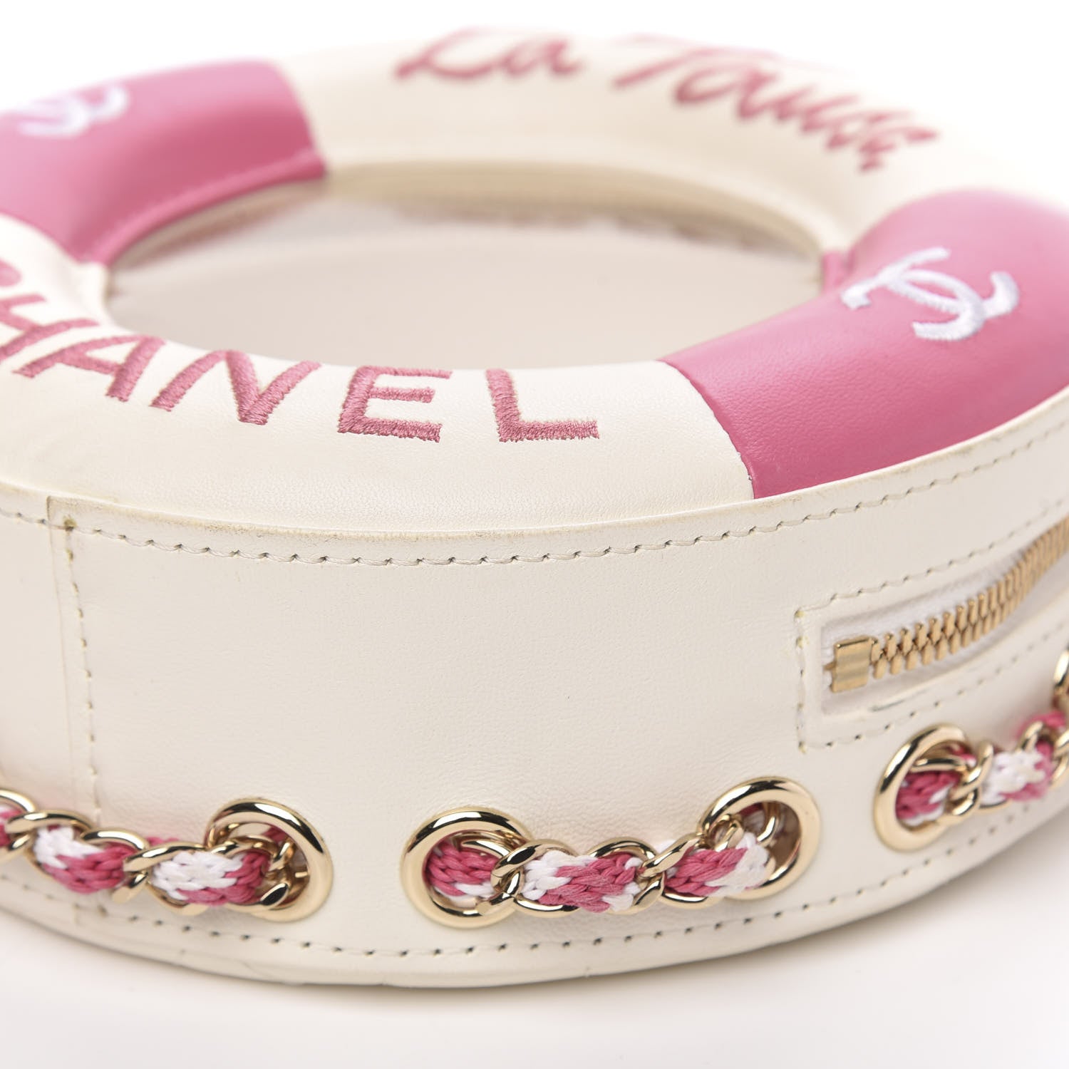 Chanel Lambskin Coco Lifesaver Round Bag Pink White 10 of 13
